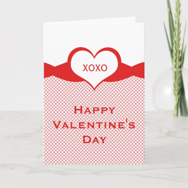 Sassy Heart Fishnet Valentine Card, Red Helgkort (Framsida)