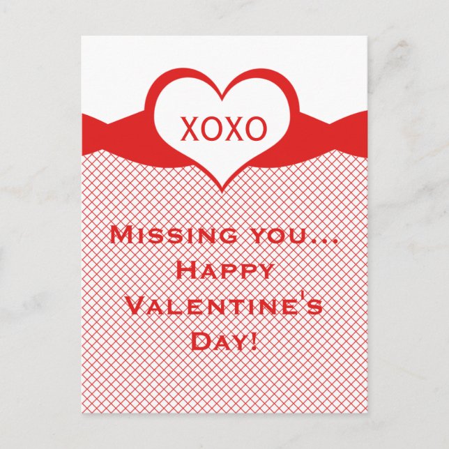 Sassy Heart Fishnet Valentine Postcard, Red Helg Vykort (Framsida)