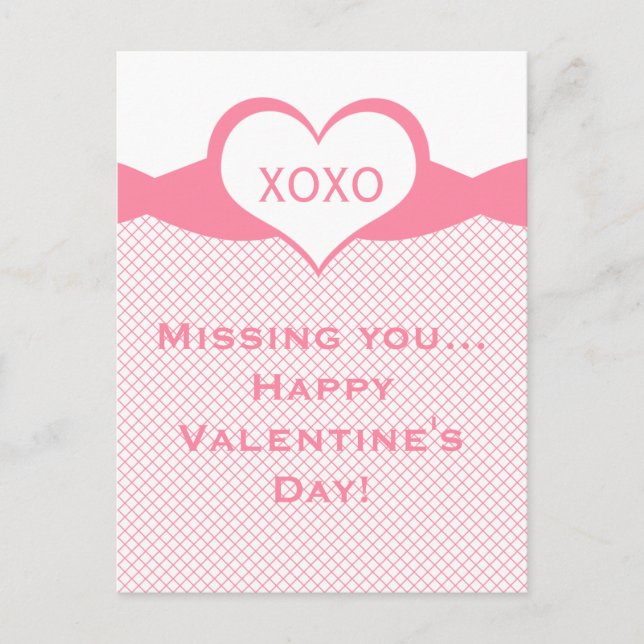 Sassy Heart Fishnet Valentine Postcard, Rosa Helg Vykort (Framsida)