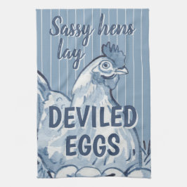 Sassy Hens Ljugit Deviled Eggs Funny Blue Chicken Kökshandduk