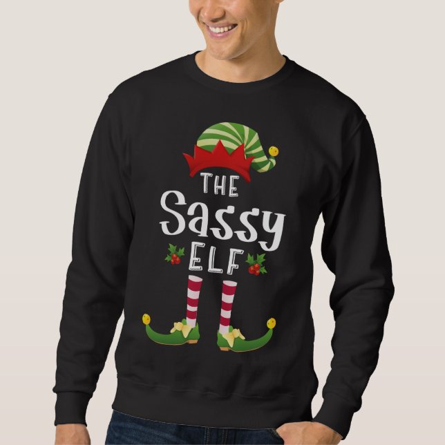 Sassy jul Elf Matching Pajama X-Mas Party Lång Ärmad Tröja (Framsida)