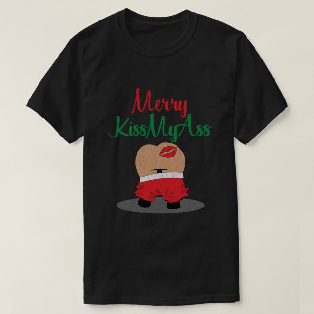 Sassy jul Humor Merry KissMyAss T Shirt (Design framsida)