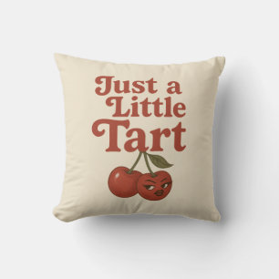 Sassy Körsbär Bara en Liten Syrlig Retro Röd  Kudde