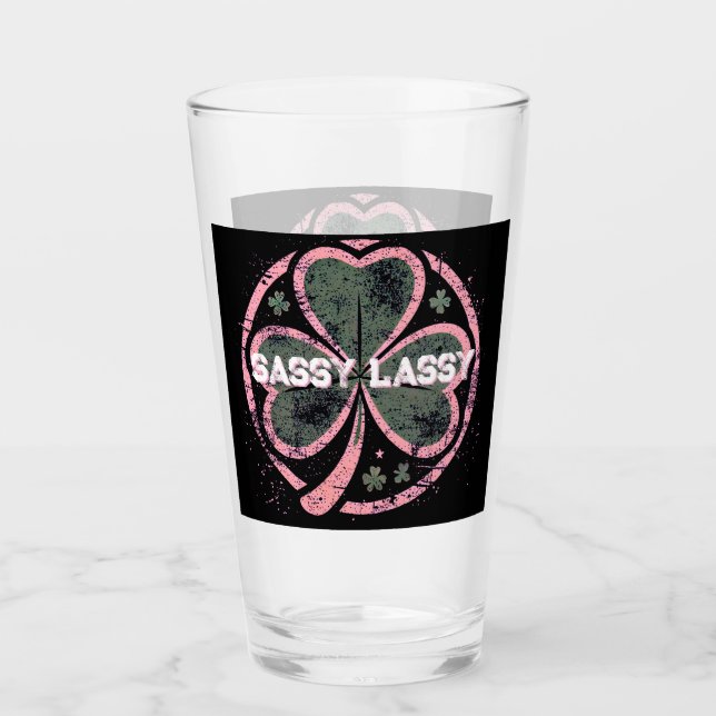 Sassy Lassy Grunge Rosa Klöver T-Shirt Glaskopp (Framsida)