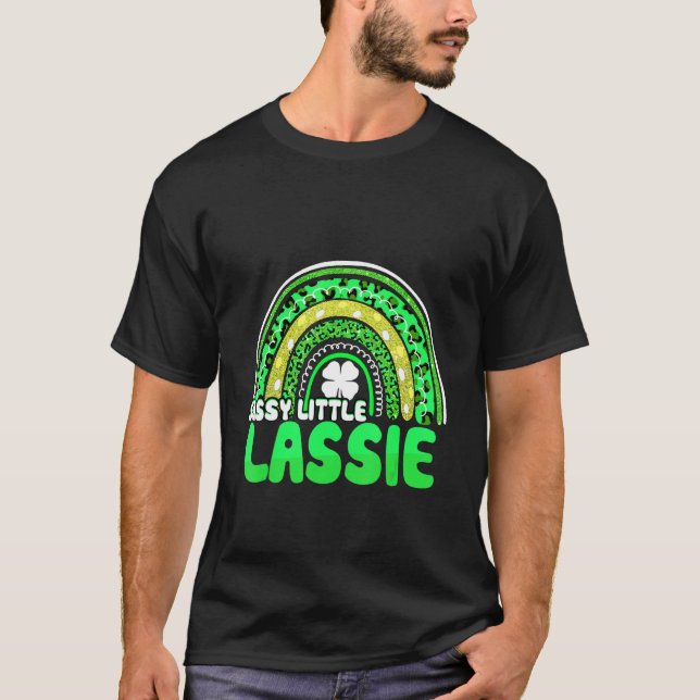 Sassy Little Lassie Boho Leopard Rainbow St Patric T Shirt (Framsida)