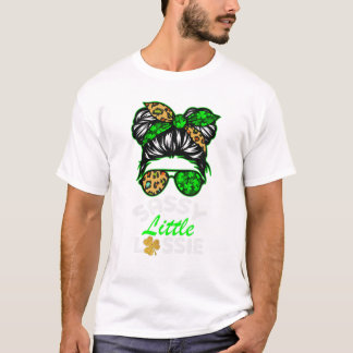 Sassy Little Lassie Leopard Shamrock Bun Hair Patr T Shirt