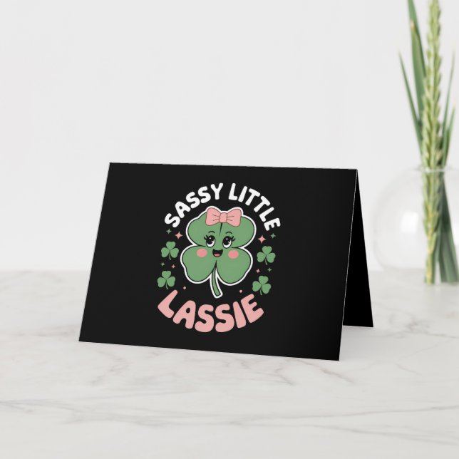 Sassy Little Lassie Roligt St Patrick's Day Tack Kort (Framsida)