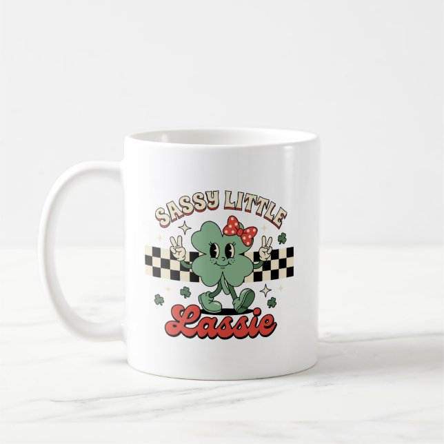 Sassy Little Lassie St Patricks Day Saint Pattys Kaffemugg (Vänster)