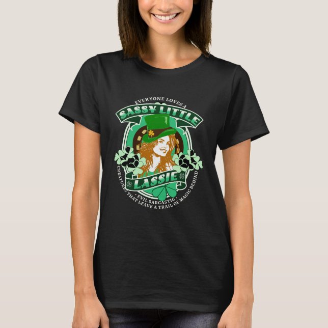 Sassy Little Lassie  St Patricks Day T Shirt (Framsida)