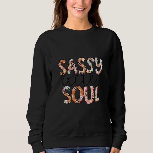 Sassy Little Soul Leopard Blommig T Shirt (Framsida)