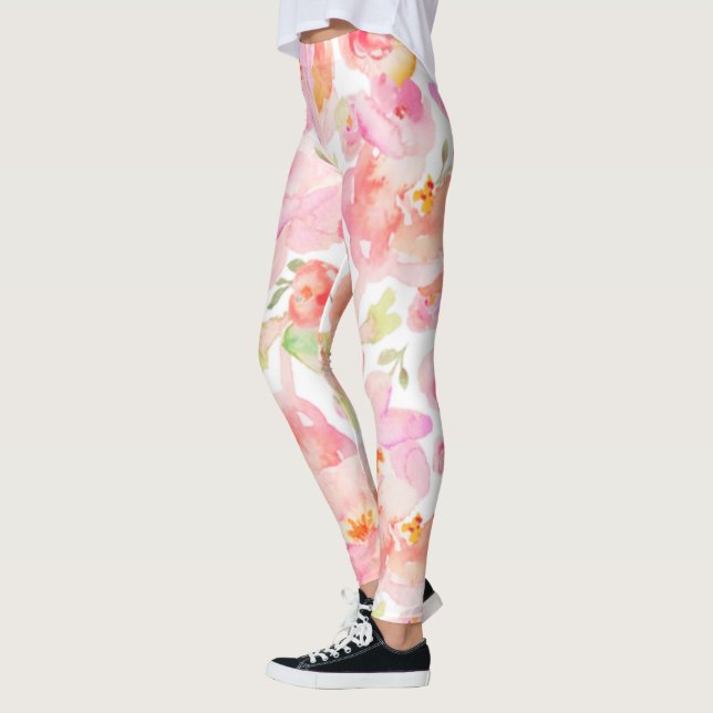 Sassy Modern Rosa Blommigt Leggings (Vänster)
