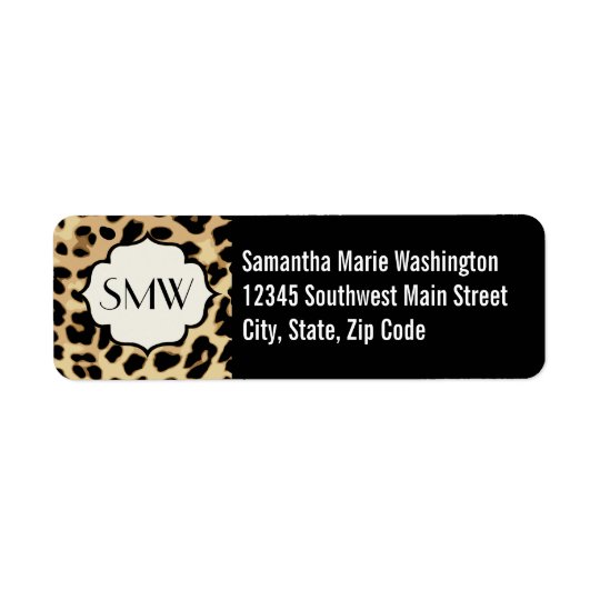 Sassy Monogrammed Leopardtryck Returadress Etikett