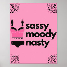 Sassy, Moody, Nasty|Rosa & Black Lingerie Boudoir Poster