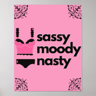 Sassy, Moody, Nasty Rosa & Svart Underklädes Boud Poster