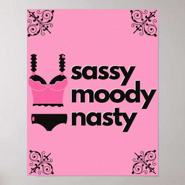 Sassy, Moody, Nasty|Snygg & Svart Underklädes Boud Poster (Framsidan)