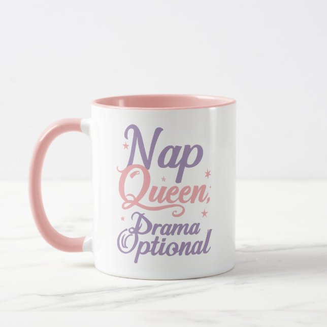 Sassy "Nap Queen" Pastel Typography Mugg (Vänster)