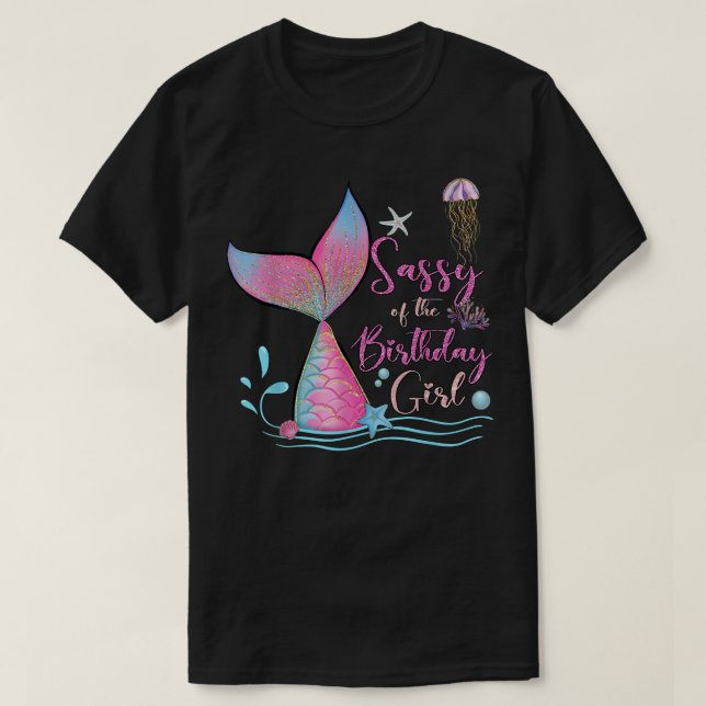 Sassy of the Birthday Girl Sjöjungfru Magic Family T Shirt (Design framsida)