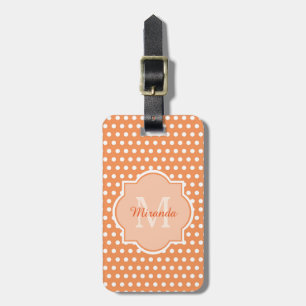 Sassy Orange Polka dots Monogram med Namn Bagagebricka