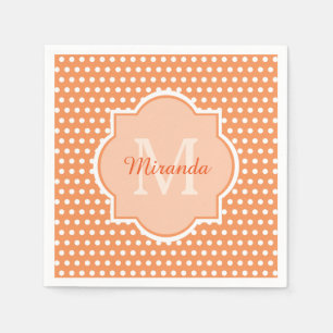 Sassy Orange Polka dots Monogram med Namn Pappersservett
