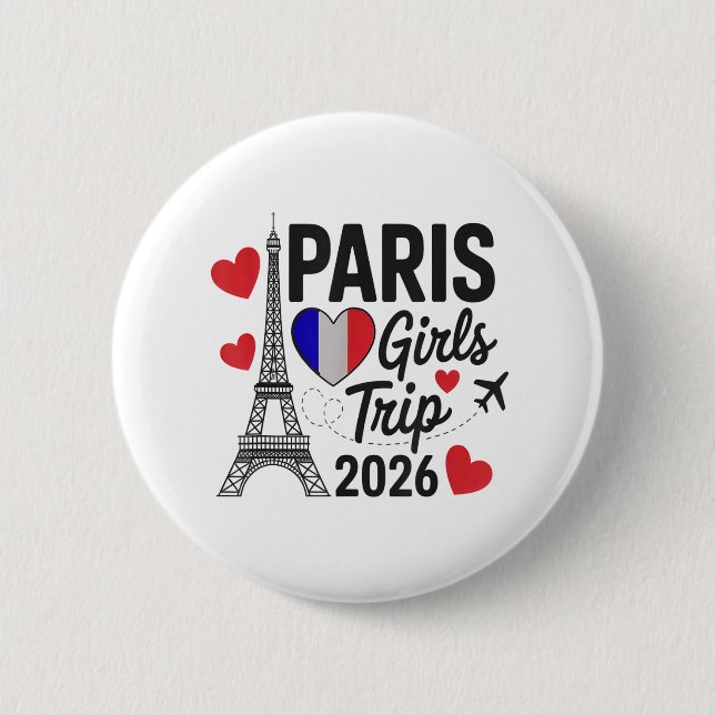 Sassy Paris Flickor Resa 2026 Semester Barn Återfö Knapp (Framsida)