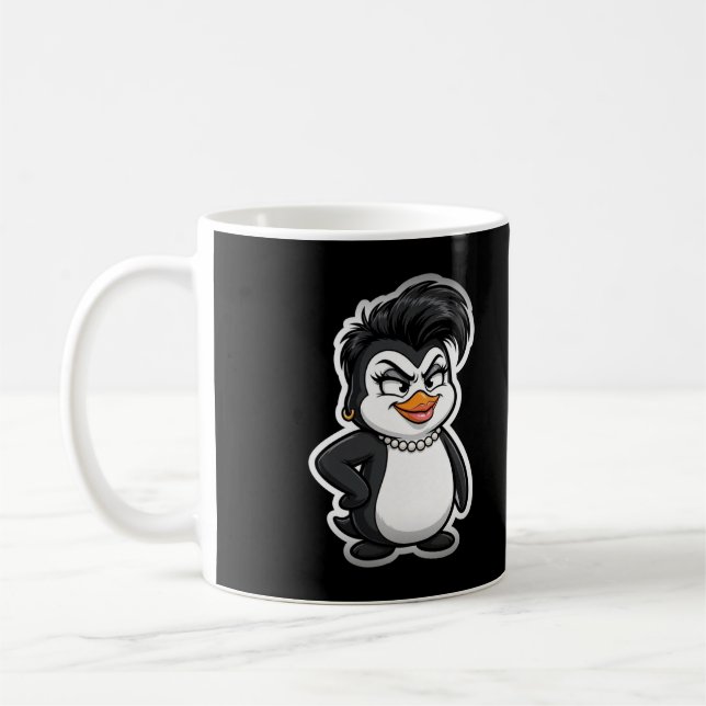 Sassy Pingvin-Diva Rolig Fågel Kaffe Mugg (Vänster)