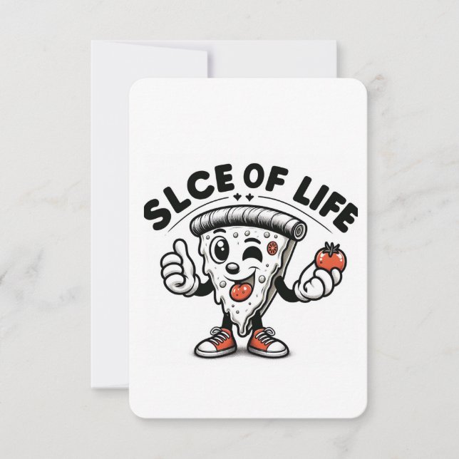 Sassy Pizza Slice med personalitet Tack Kort (Framsida)