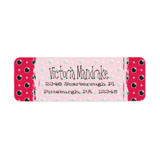 Sassy Polka dots Return Address Label - Berry Rosa Returadress Etikett