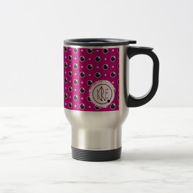 Sassy polka dotsMonogramtravel mug - lila Resemugg (Höger)