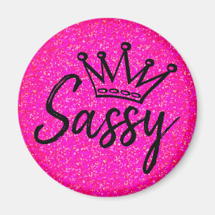 Sassy Princess - Black and Rosa Glitz Krona Magnet