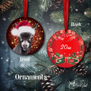Sassy Pygmy Goat Santa Hat-julprydnaden Julgransprydnad Keramik