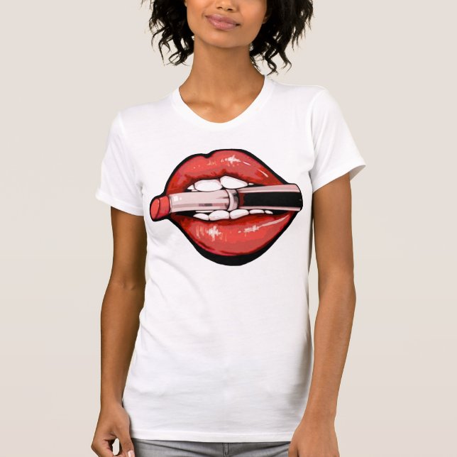 Sassy Red Lips Graphic Print T Shirt (Framsida)
