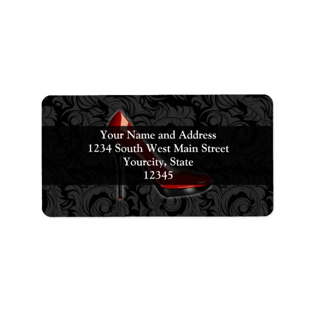 Sassy Red Shoe Adressetikett (Framsidan)