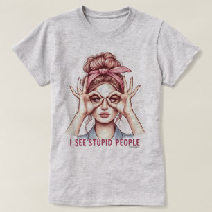 Sassy Retro Flickor T-Shirt – Jag Ser Dumma Männis