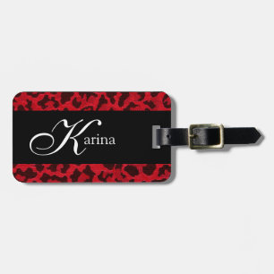 Sassy röd LeopardMonogram Bagagebricka