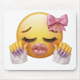 Sassy Röda Emoji med Rosa Slinga & Långa Nails Musmatta