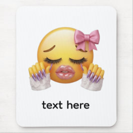 Sassy Röda Emoji med Rosa Slöja & Långa Naglar Musmatta