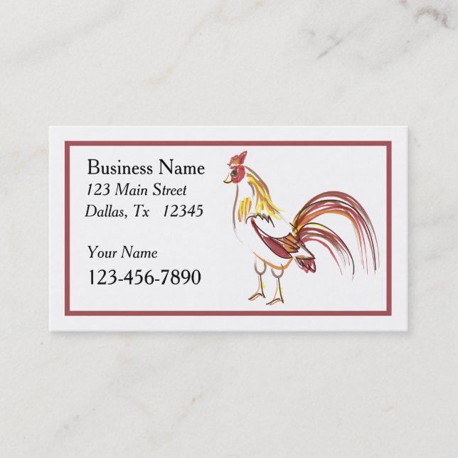 Sassy Rooster Business Card Visitkort (Framsida)