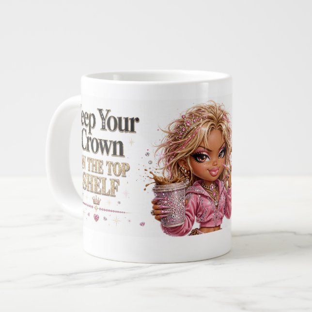 Sassy Rosa 16-årsdag Drottning Krona Kaffemugge Jumbo Mugg (Framsida vänster)