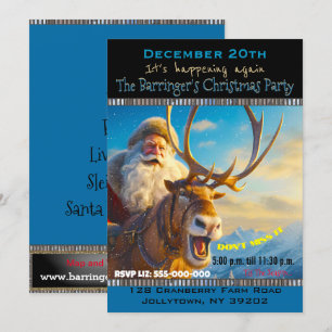 Sassy Santa & Reindeer Årlig jul Party Inbjudningar