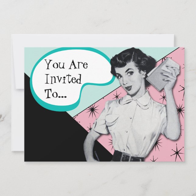 Sassy sekreterareinbjudan för vintage inbjudningar (Framsida)