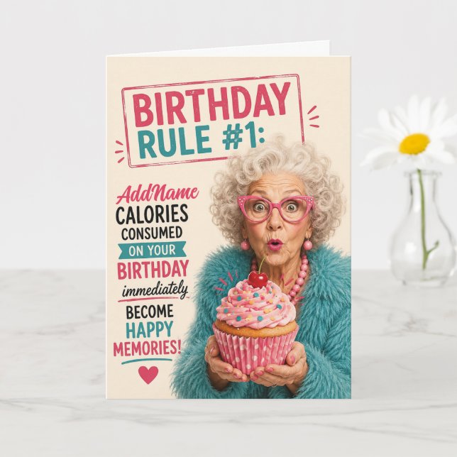 Sassy Senior Födelsedag - Lägg till namn Kort (Liten växt)