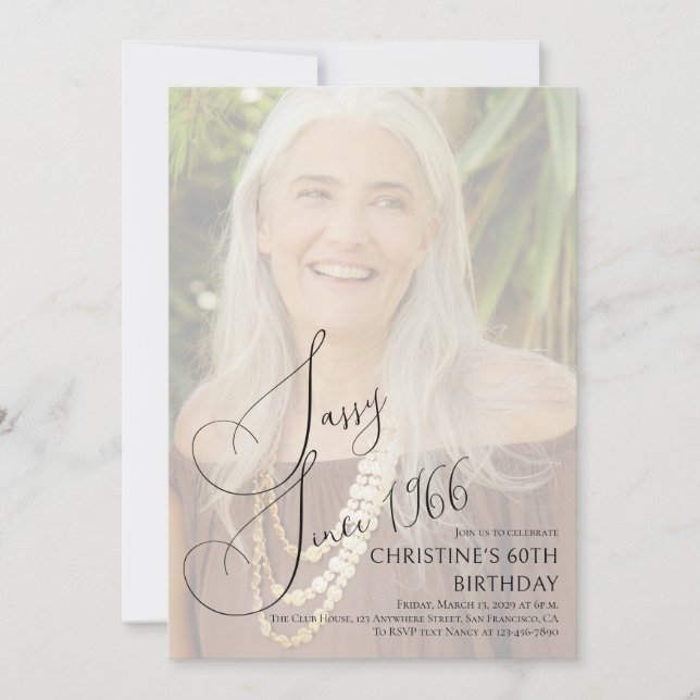 Sassy Since Custom Sixtieth Birthday Photo  Inbjudningar (Framsida)