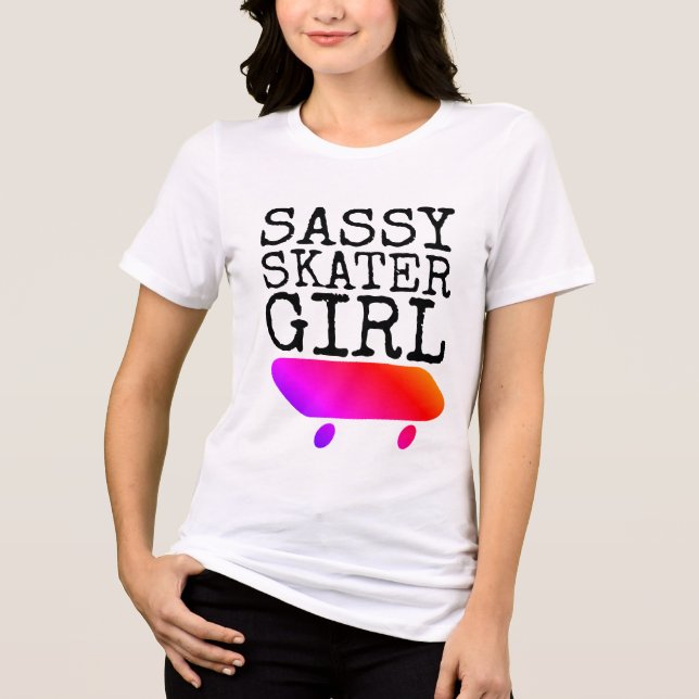 SASSY SKATER GIRL SKATEBOARDING T-Shirts (Framsida)