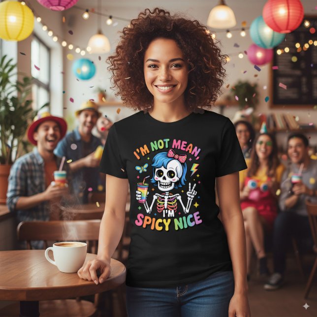 Sassy Skeleton Rainbow Spicy Nice Attitude Humor T Shirt (Skapare uppladdad)