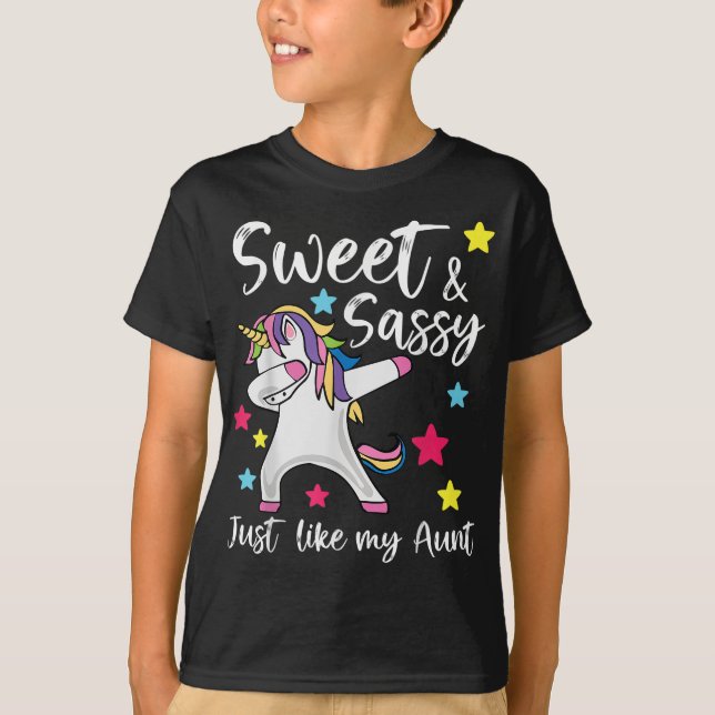 Sassy som min Moster Unicorn Cute Matching Auntie  T Shirt (Framsida)