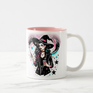 Sassy Sorcery Cute Girly Witch Halloween Gift Två-Tonad Mugg