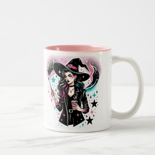 Sassy Sorcery Cute Girly Witch Halloween Gift Två-Tonad Mugg (Höger)