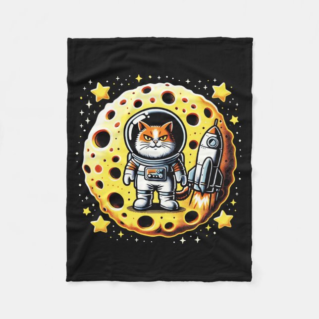 Sassy Space-katt - Astronaut på en ost-Måne-kust Fleecefilt (Framsidan)