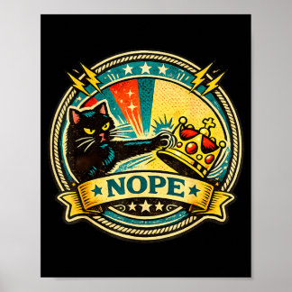 Sassy svart katt-grafik med Nope-attityd för katt Poster