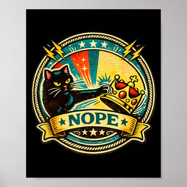 Sassy svart katt-grafik med Nope-attityd för katt Poster (Framsidan)